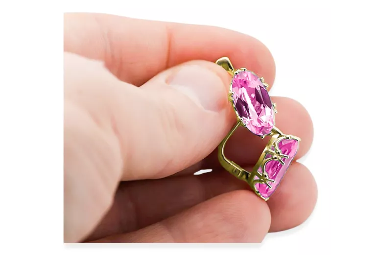 8K žluté zlato 333 Amethyst náušnice vec021x-am Russian Soviet USSR Vintage Jewlery Art Deco style